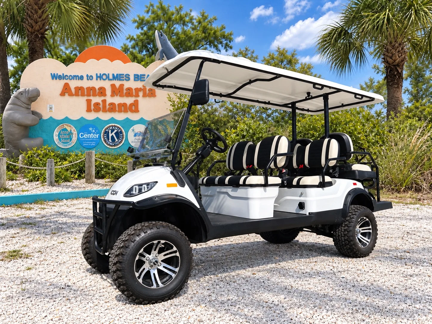 White Standard ICON golf cart with seating for six